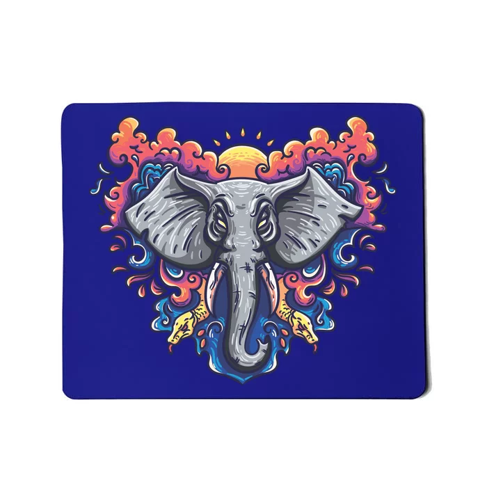 Illustration Of An Elephant Sunrise Mousepad