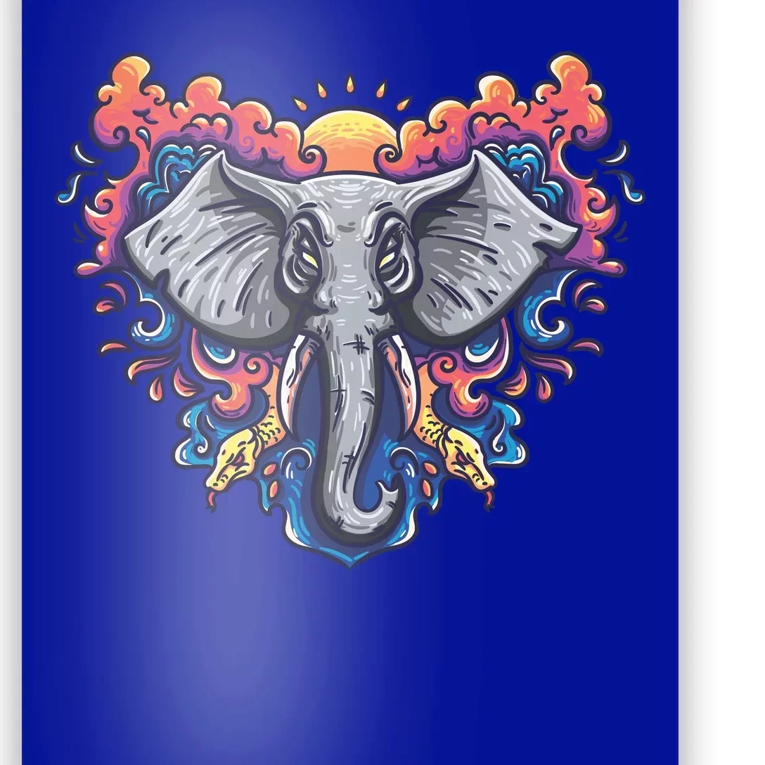 Illustration Of An Elephant Sunrise Poster