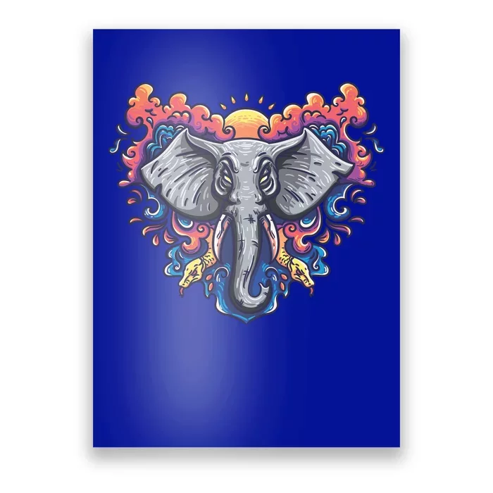 Illustration Of An Elephant Sunrise Poster