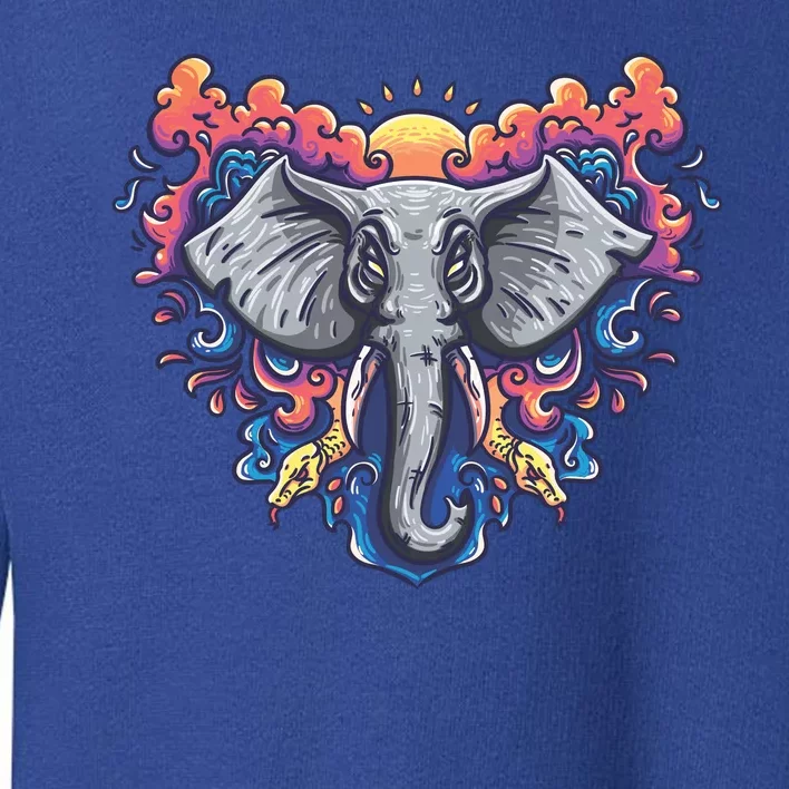 Illustration Of An Elephant Sunrise Toddler Sweatshirt