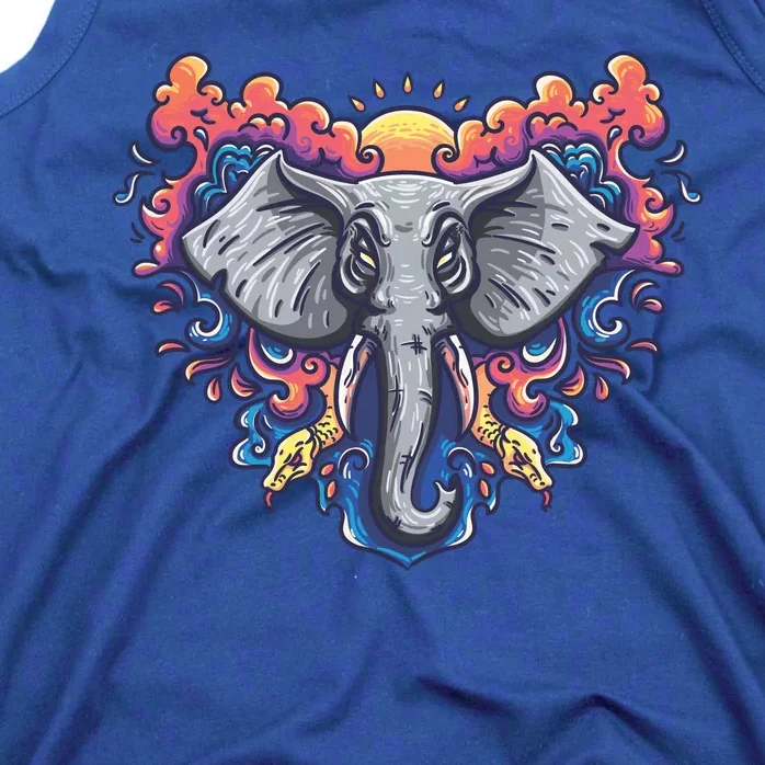 Illustration Of An Elephant Sunrise Tank Top