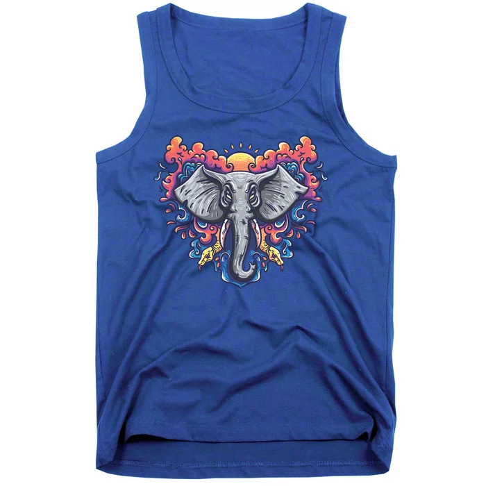 Illustration Of An Elephant Sunrise Tank Top