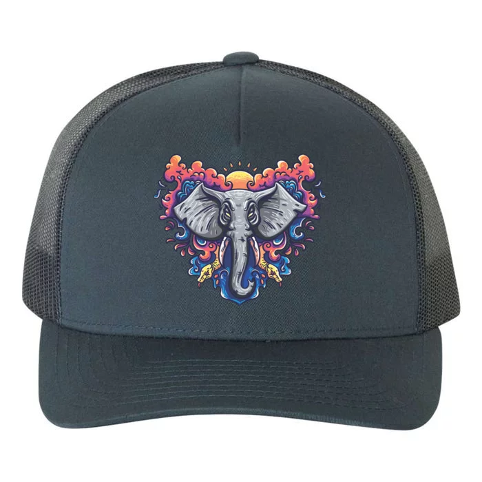 Illustration Of An Elephant Sunrise Yupoong Adult 5-Panel Trucker Hat