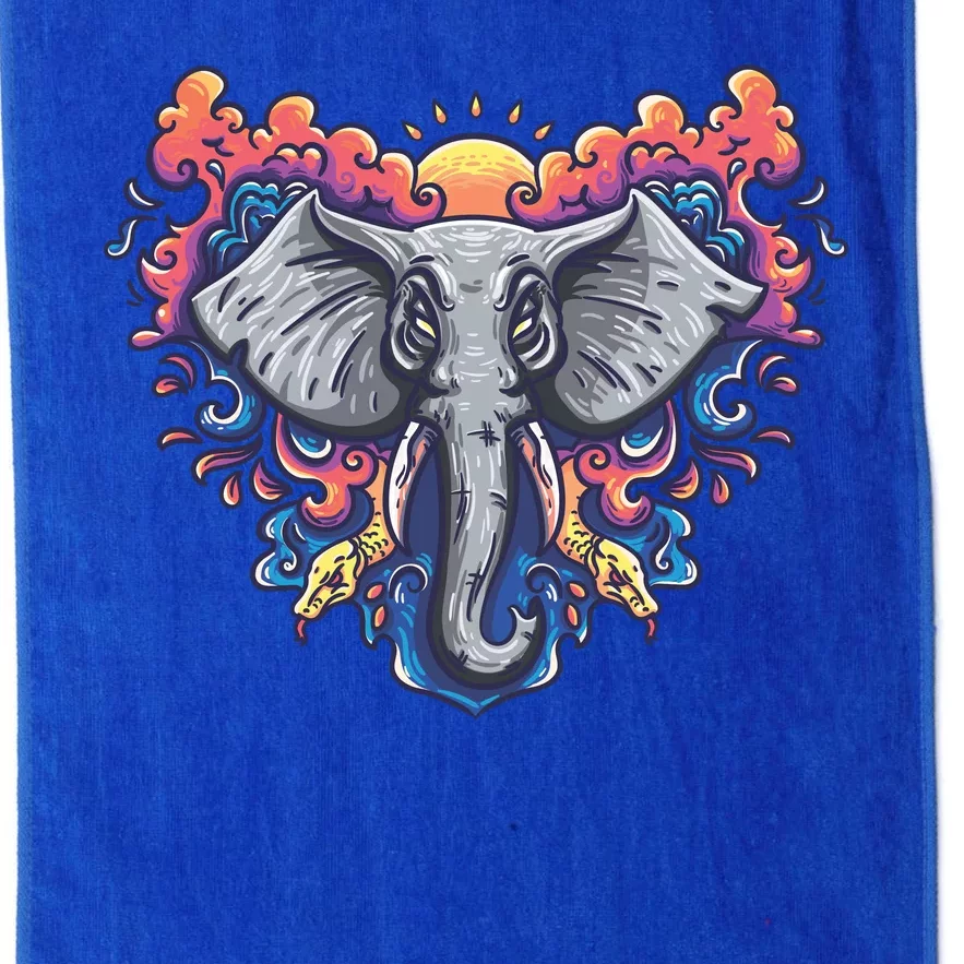 Illustration Of An Elephant Sunrise Platinum Collection Golf Towel