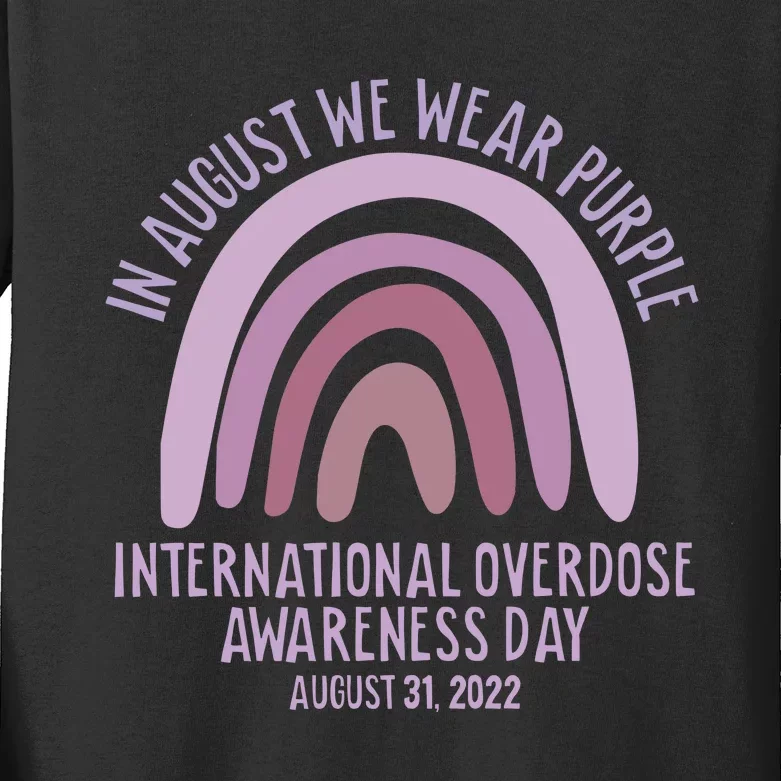 International Overdose Awareness Day In August We Wear Purple Kids Long Sleeve Shirt