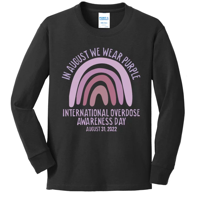 International Overdose Awareness Day In August We Wear Purple Kids Long Sleeve Shirt