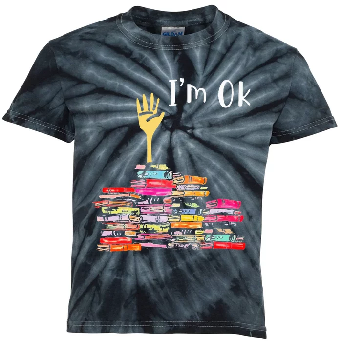 IM Ok Books Funny Boooks Lover Kids Tie-Dye T-Shirt