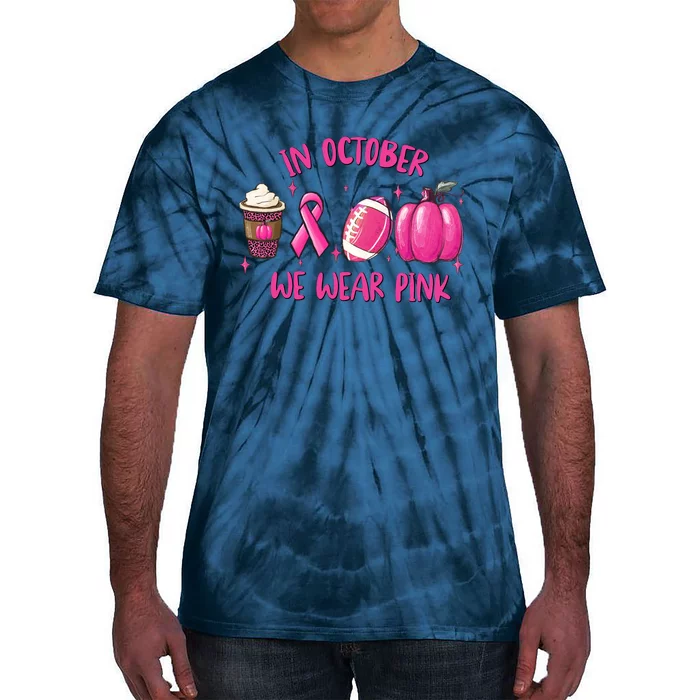 In October Breast Cancer Football Oktoberfest Halloween Tie-Dye T-Shirt