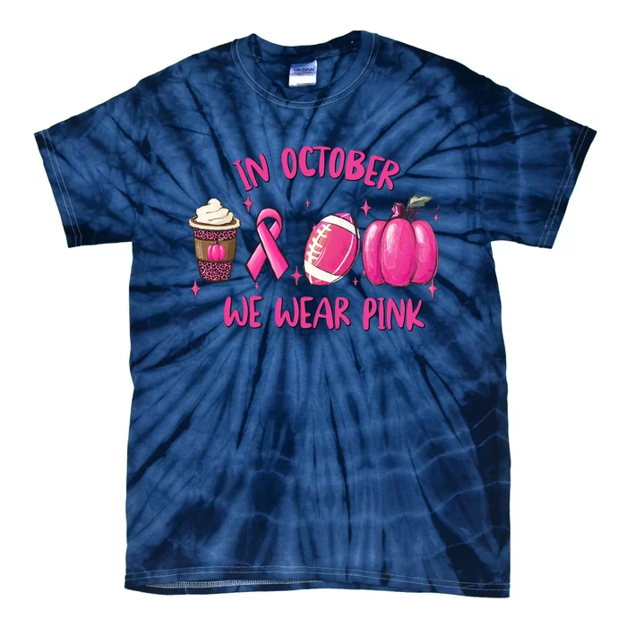 In October Breast Cancer Football Oktoberfest Halloween Tie-Dye T-Shirt