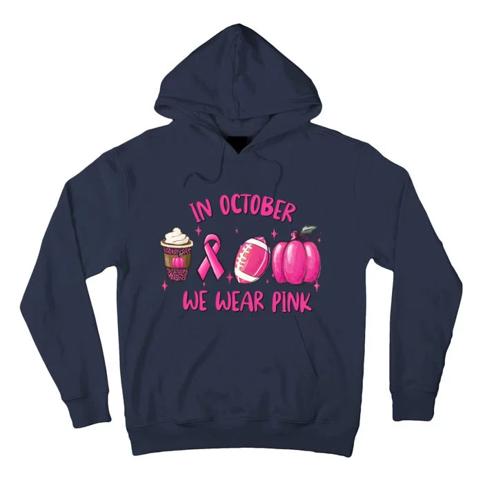 In October Breast Cancer Football Oktoberfest Halloween Tall Hoodie