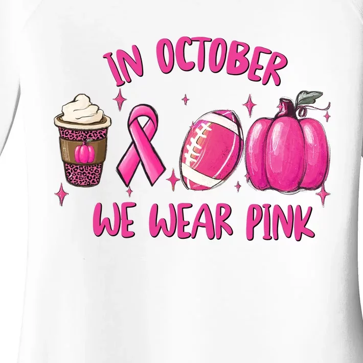 In October Breast Cancer Football Oktoberfest Halloween Women's Perfect Tri Tunic Long Sleeve Shirt