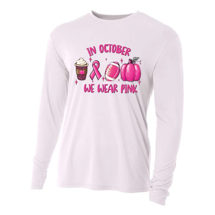 In October Breast Cancer Football Oktoberfest Halloween Cooling Performance Long Sleeve Crew