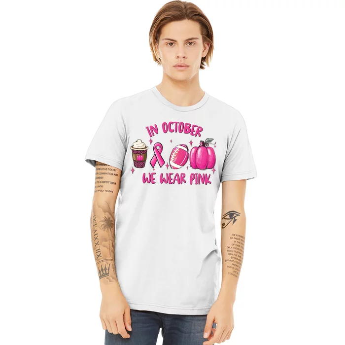 In October Breast Cancer Football Oktoberfest Halloween Premium T-Shirt