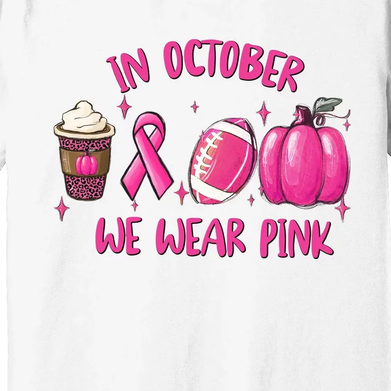 In October Breast Cancer Football Oktoberfest Halloween Premium T-Shirt