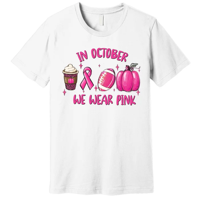 In October Breast Cancer Football Oktoberfest Halloween Premium T-Shirt