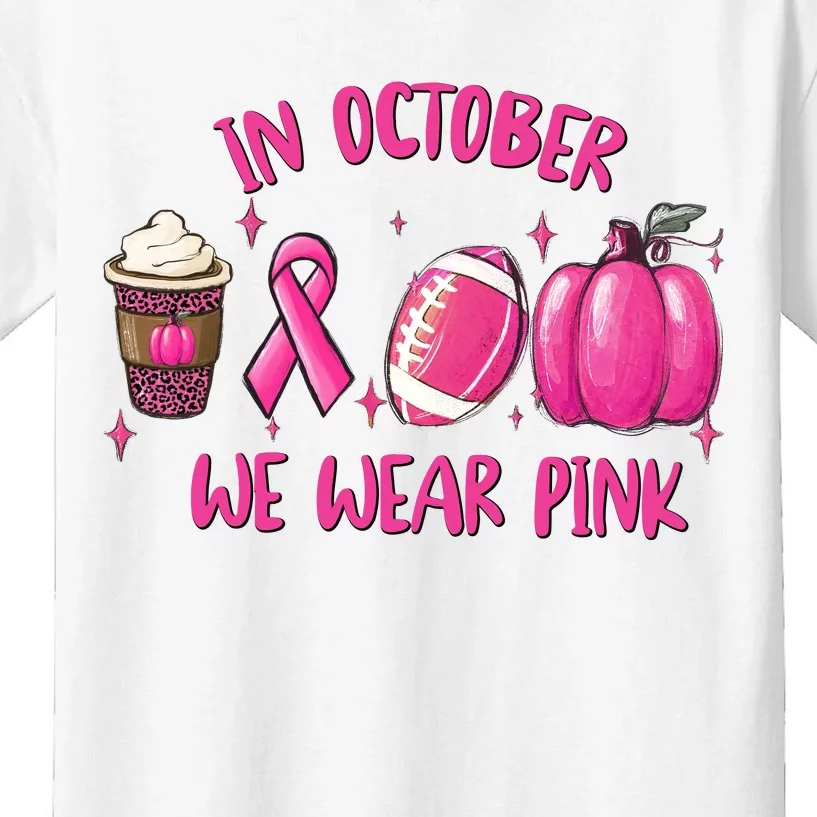 In October Breast Cancer Football Oktoberfest Halloween Kids T-Shirt