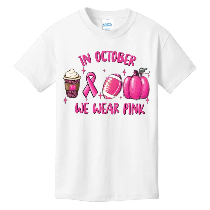 In October Breast Cancer Football Oktoberfest Halloween Kids T-Shirt