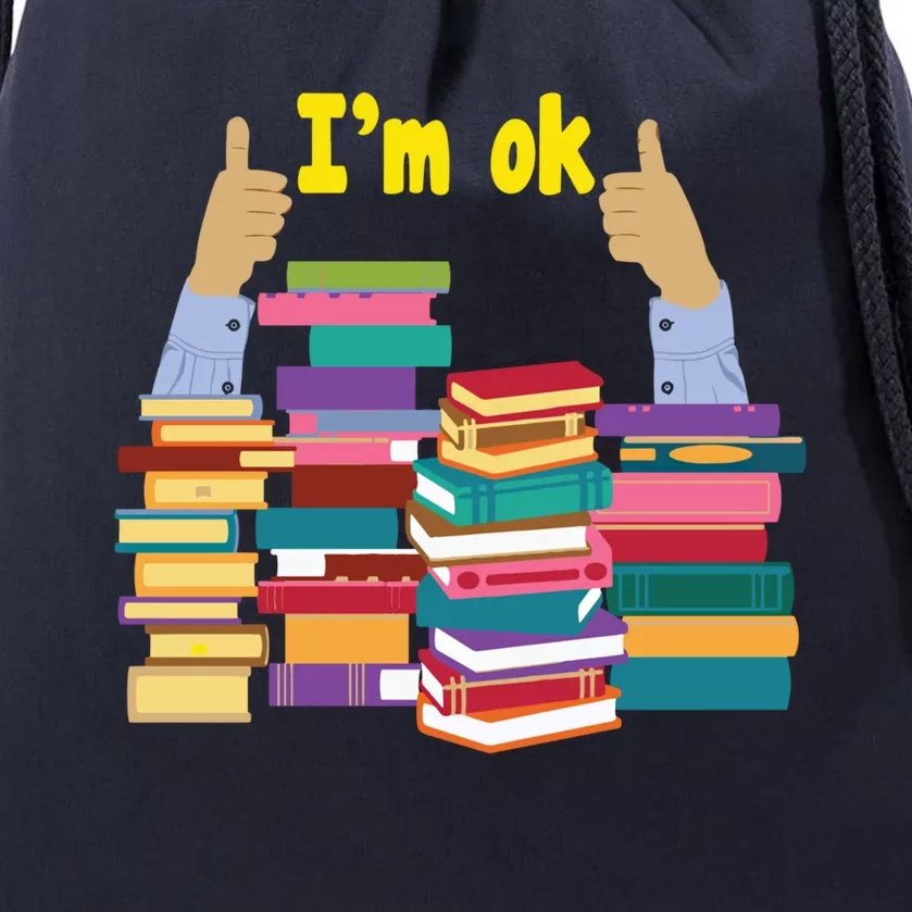 Im Ok Booktrovert Bookworm Book Lover Funny Reading Gift Drawstring Bag