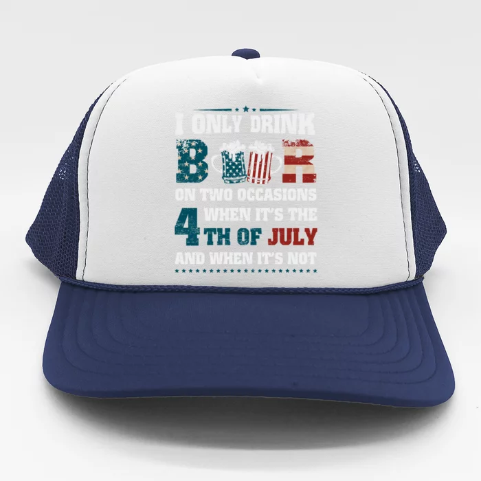 I Only Beer On Two Occasions Retro Us Flag 4th Of July Cute Gift Trucker Hat