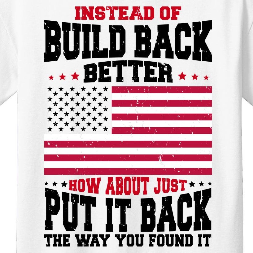 Instead Of Build Back Better How About Just Put It Back USA Kids T-Shirt