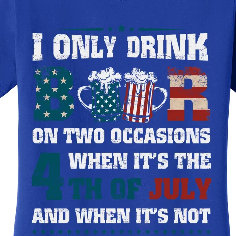 I Only Beer On Two Occasions Retro Us Flag 4th Of July Funny Gift Women's T-Shirt