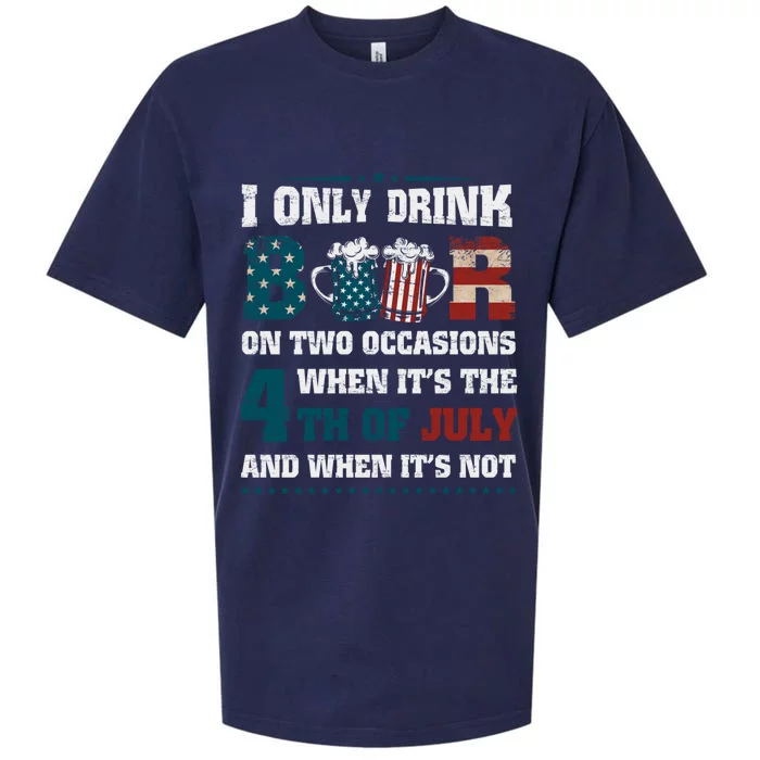 I Only Beer On Two Occasions Retro Us Flag 4th Of July Funny Gift Sueded Cloud Jersey T-Shirt