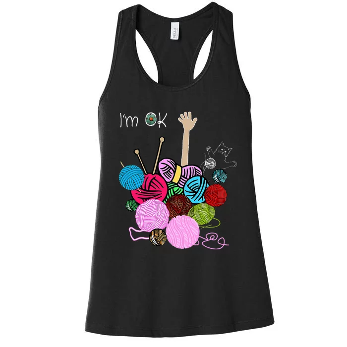 IM Ok Crochet And Knitting Funny Crocheting Women's Racerback Tank