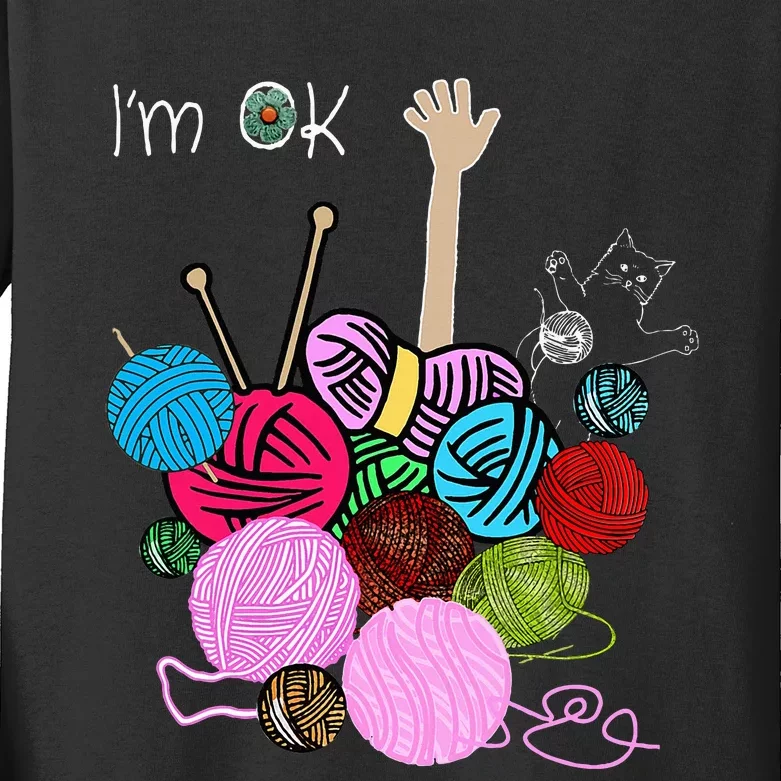 IM Ok Crochet And Knitting Funny Crocheting Kids Long Sleeve Shirt