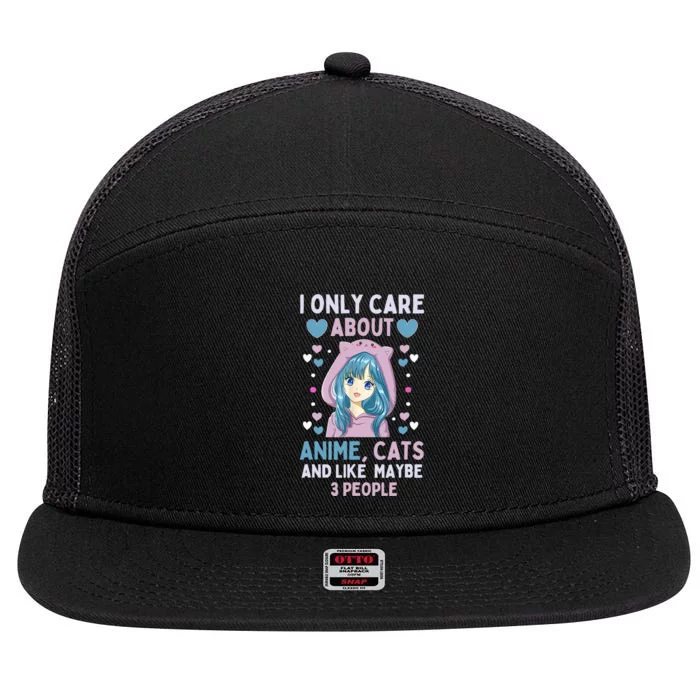 I Only Care About Anime & Cats And Like 3 People Japan Anime 7 Panel Mesh Trucker Snapback Hat