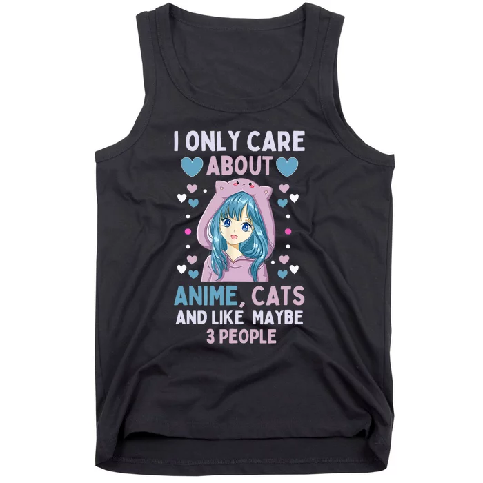 I Only Care About Anime & Cats And Like 3 People Japan Anime Tank Top