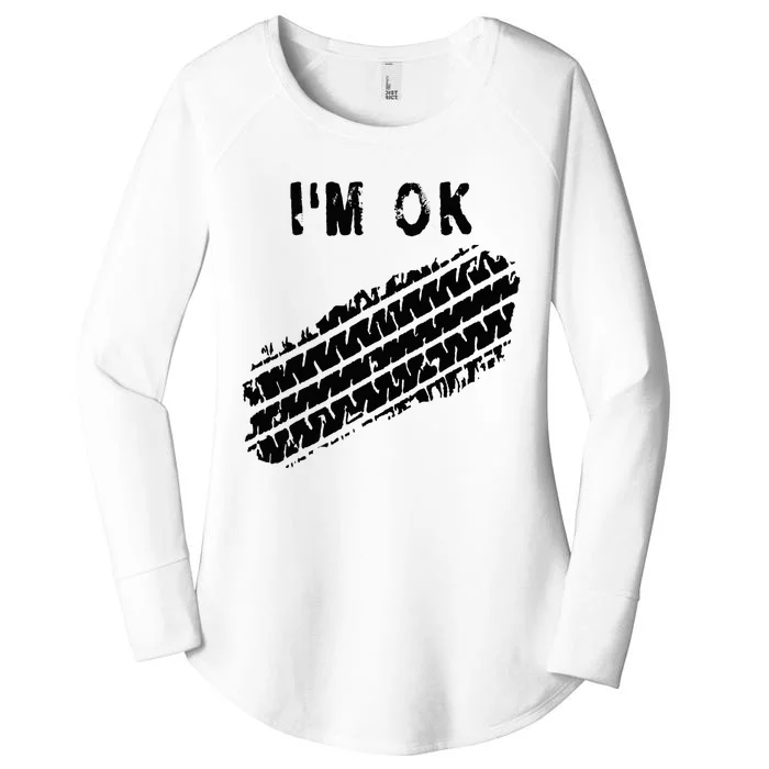 IM Ok Car Tire Track Funny Accident Stunt Recovery Joke Women's Perfect Tri Tunic Long Sleeve Shirt