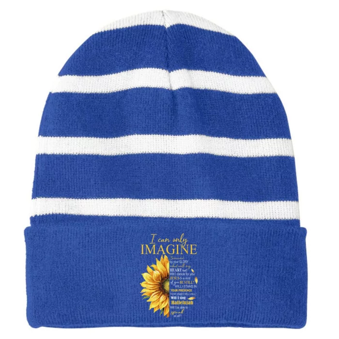 I Only Can Imagine Faith Christian Catholic Jesus God Lover Striped Beanie with Solid Band