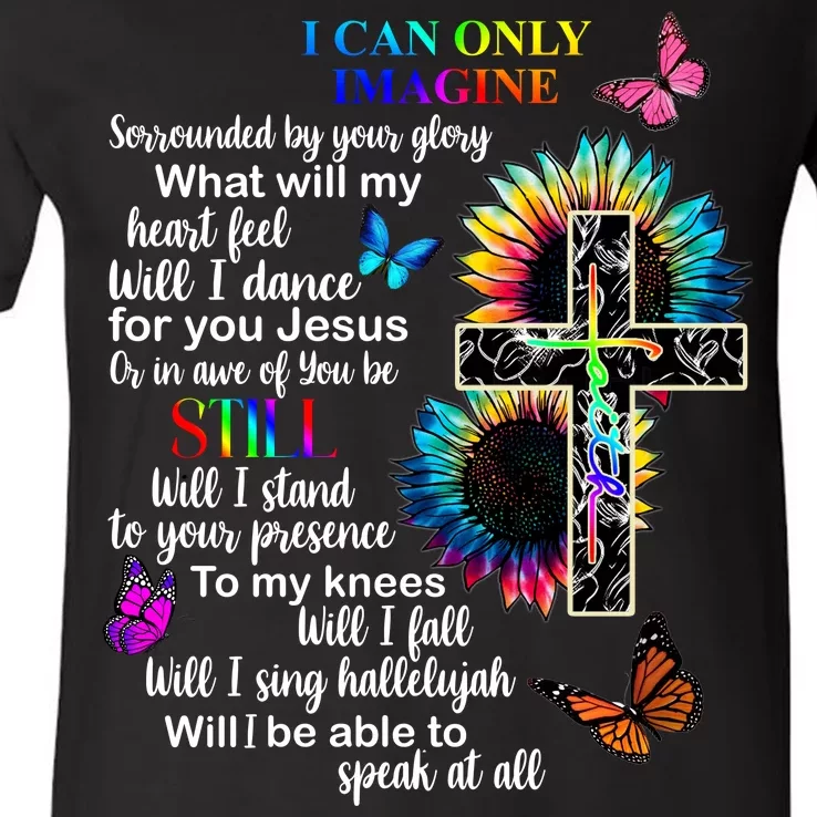 I Only Can Imagine Faith Christian Jesus God V-Neck T-Shirt