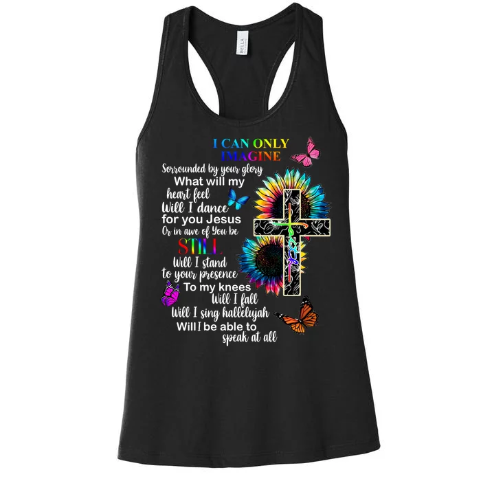 I Only Can Imagine Faith Christian Jesus God Women's Racerback Tank