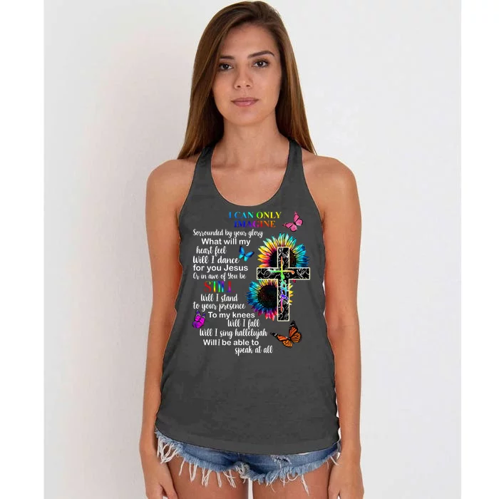 I Only Can Imagine Faith Christian Jesus God Women's Knotted Racerback Tank