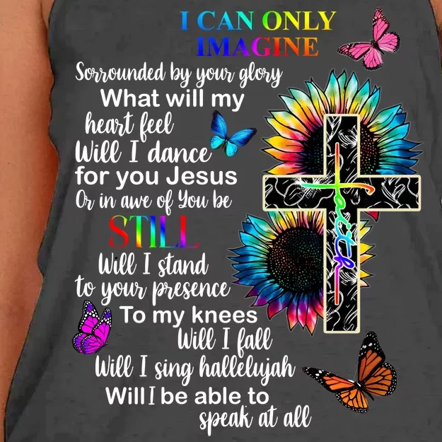 I Only Can Imagine Faith Christian Jesus God Women's Knotted Racerback Tank