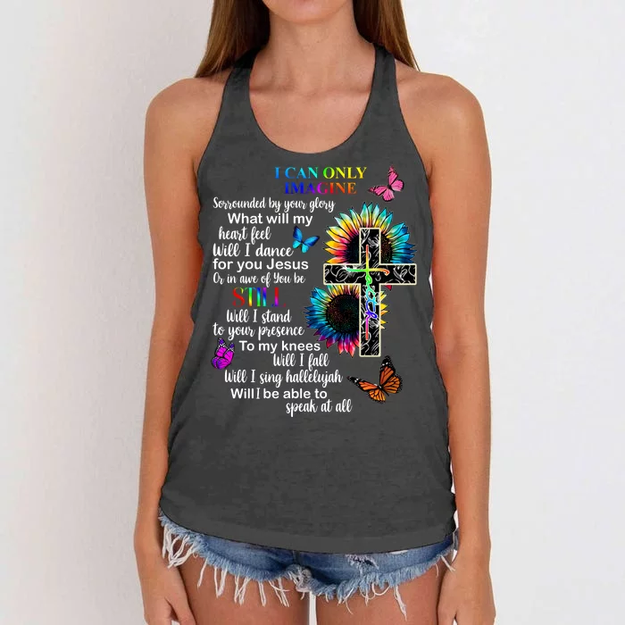 I Only Can Imagine Faith Christian Jesus God Women's Knotted Racerback Tank