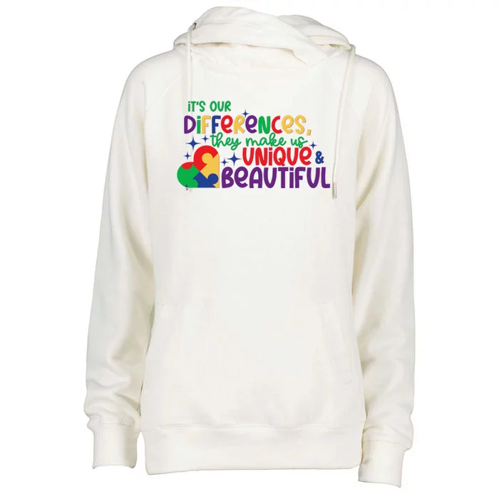 Its Our Differences They Make Us Unique And Beautiful Womens Funnel Neck Pullover Hood