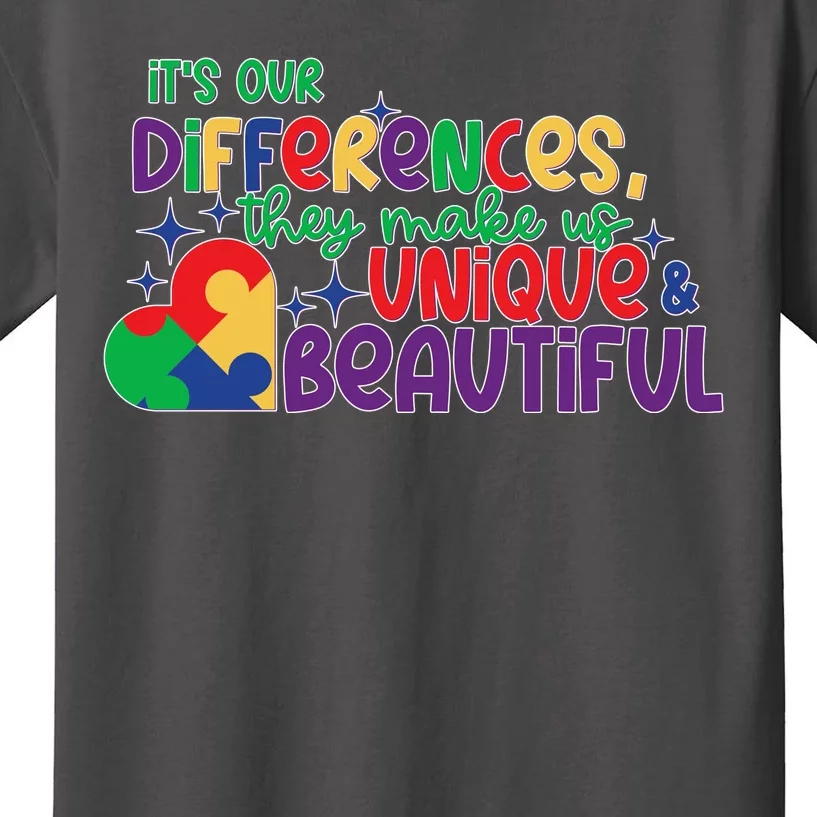 Its Our Differences They Make Us Unique And Beautiful Kids T-Shirt