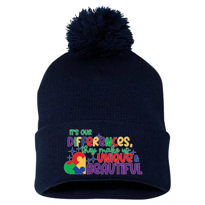 Its Our Differences They Make Us Unique And Beautiful Pom Pom 12in Knit Beanie