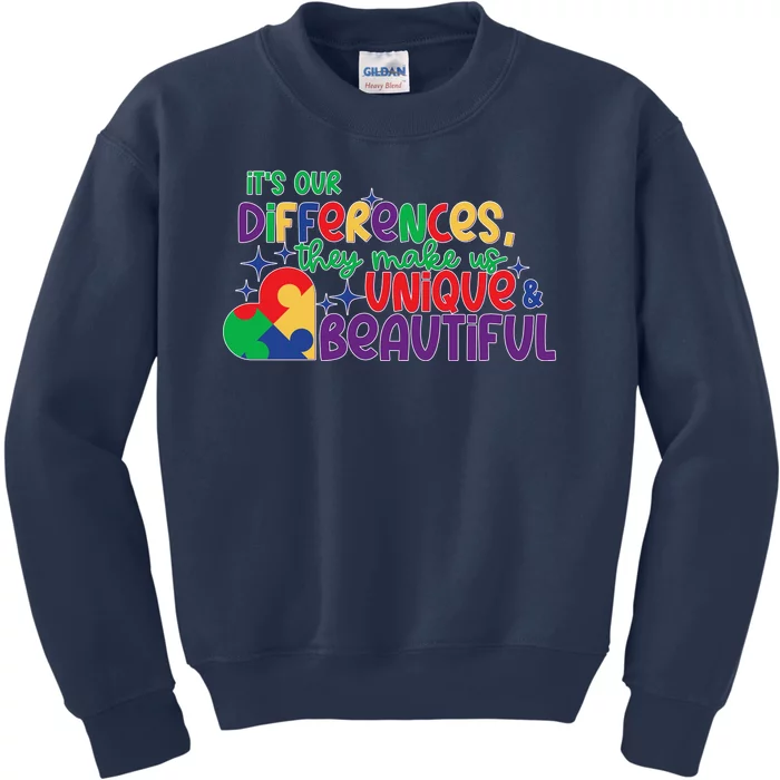 Its Our Differences They Make Us Unique And Beautiful Kids Sweatshirt