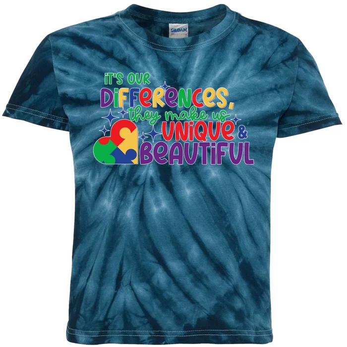 Its Our Differences They Make Us Unique And Beautiful Kids Tie-Dye T-Shirt