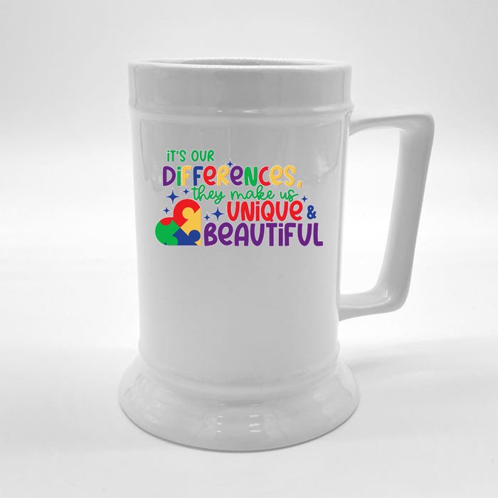 Its Our Differences They Make Us Unique And Beautiful Front & Back Beer Stein