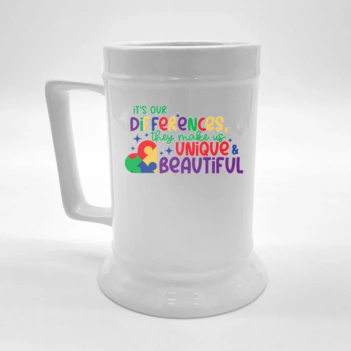 Its Our Differences They Make Us Unique And Beautiful Front & Back Beer Stein