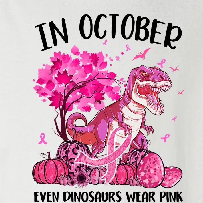 In October Even Dinosaur Wear Pink Ribbon Breast Cancer Gift Toddler Long Sleeve Shirt