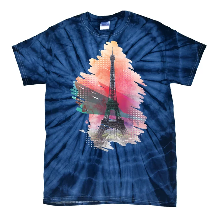 Illustration Of Eiffel Tower In Paris Tie-Dye T-Shirt