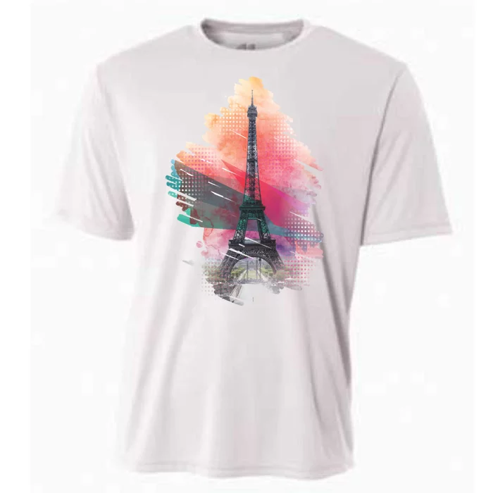 Illustration Of Eiffel Tower In Paris Cooling Performance Crew T-Shirt