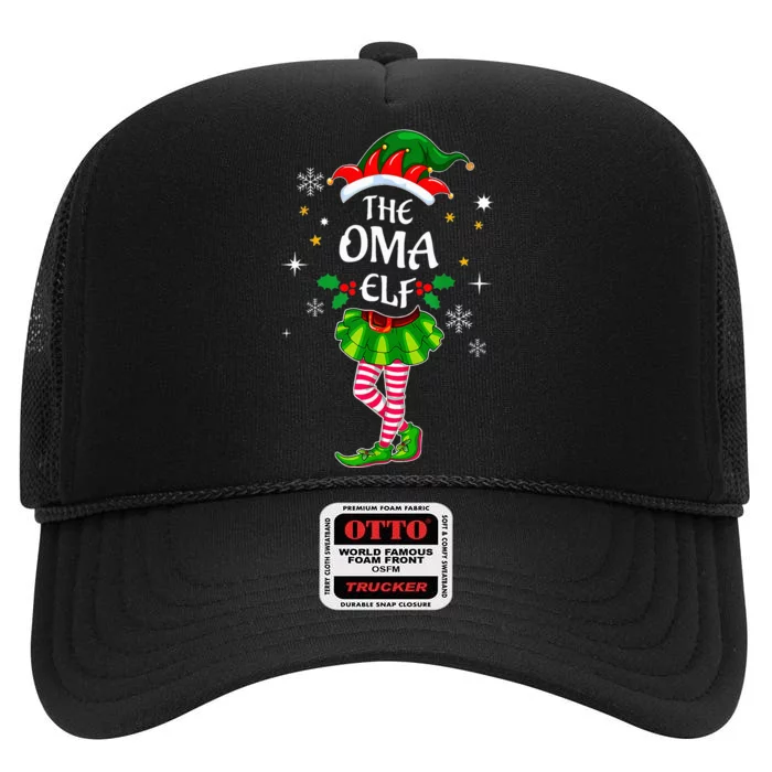 Im Oma Elf Cute Family Christmas Matching High Crown Mesh Trucker Hat