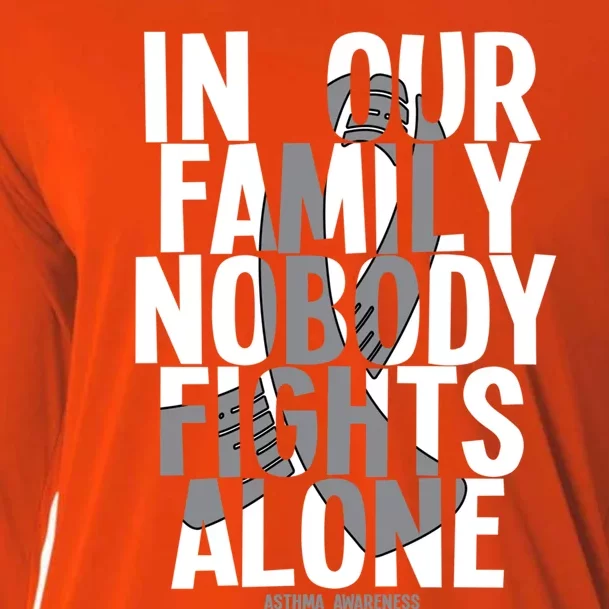 In Our Family Nobody Fights Alone Asthma Awareness Great Gift Cooling Performance Long Sleeve Crew