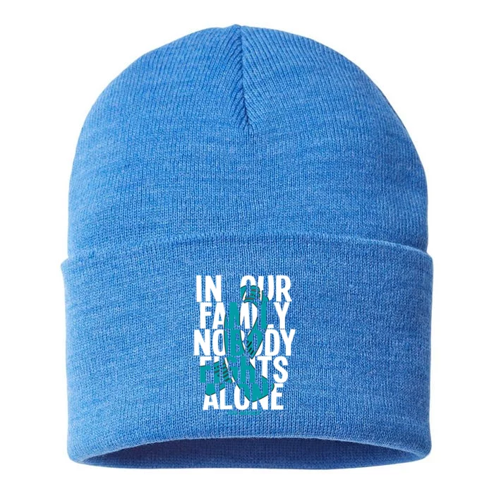 In Our Family Nobody Fights Alone Pcos Awareness Gift Sustainable Knit Beanie